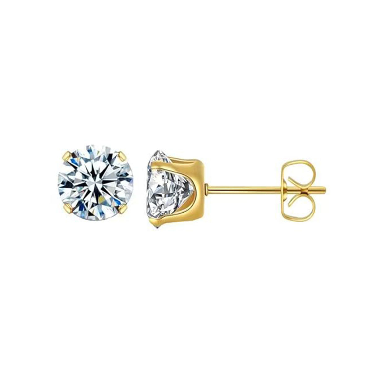 Four-Claw Synthetic Zircon Earrings