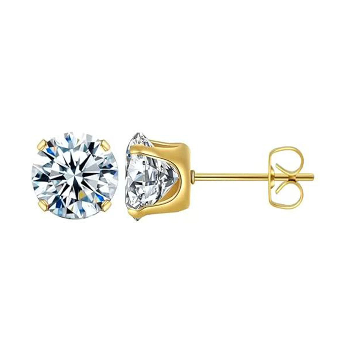Four-Claw Synthetic Zircon Earrings