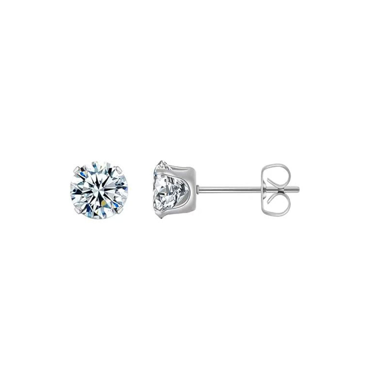 Four-Claw Synthetic Zircon Earrings