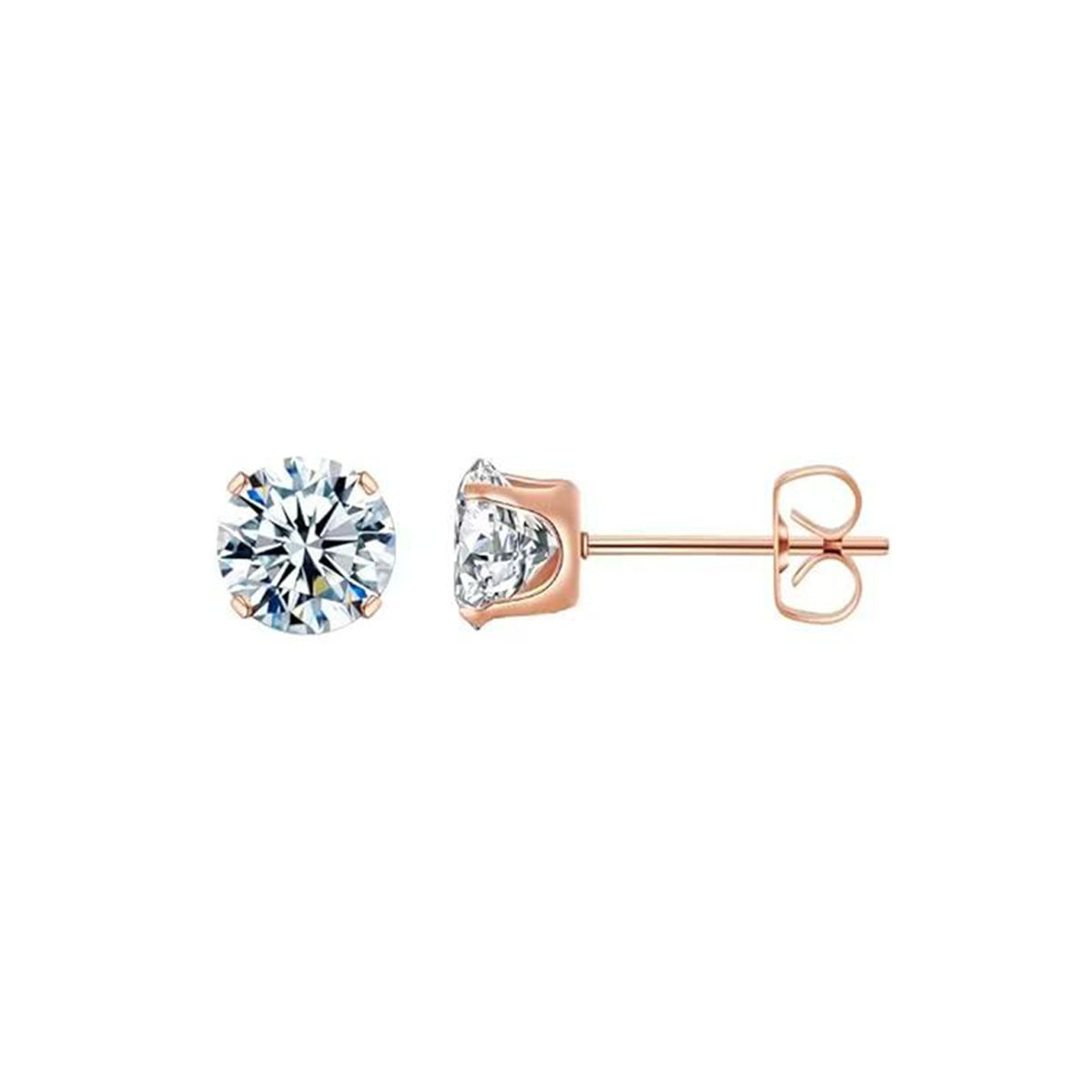 Four-Claw Synthetic Zircon Earrings